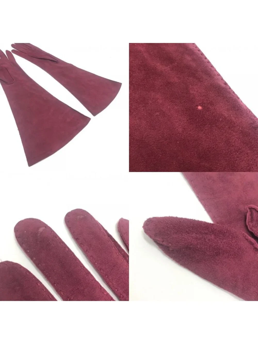 Chanel Gloves CC Logo Suede Wine